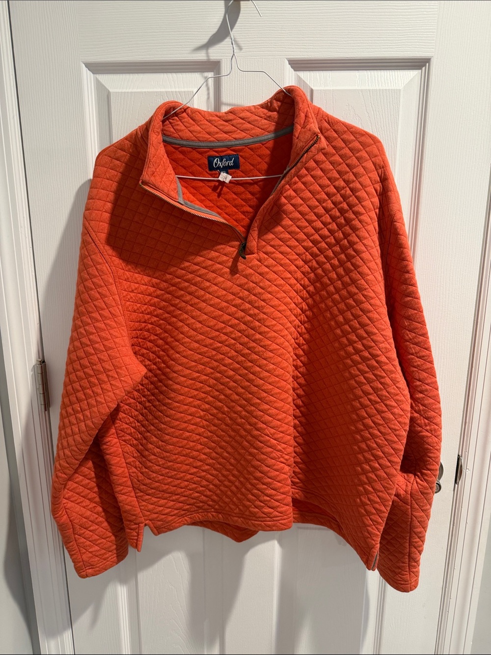 Oxford Quilted Half-Zip Pullover in Orange XL